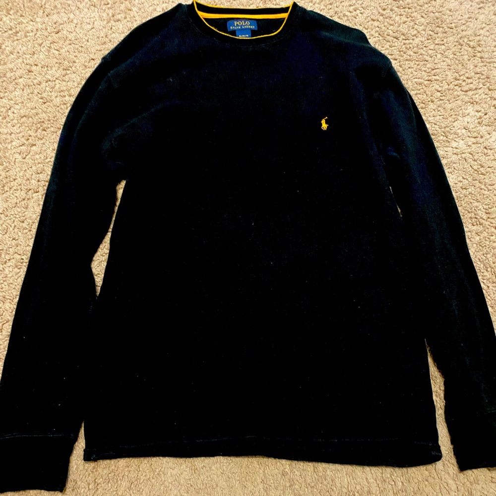 Ralph Lauren POLO long sleeved XL thermal black w/ gold Horseman
